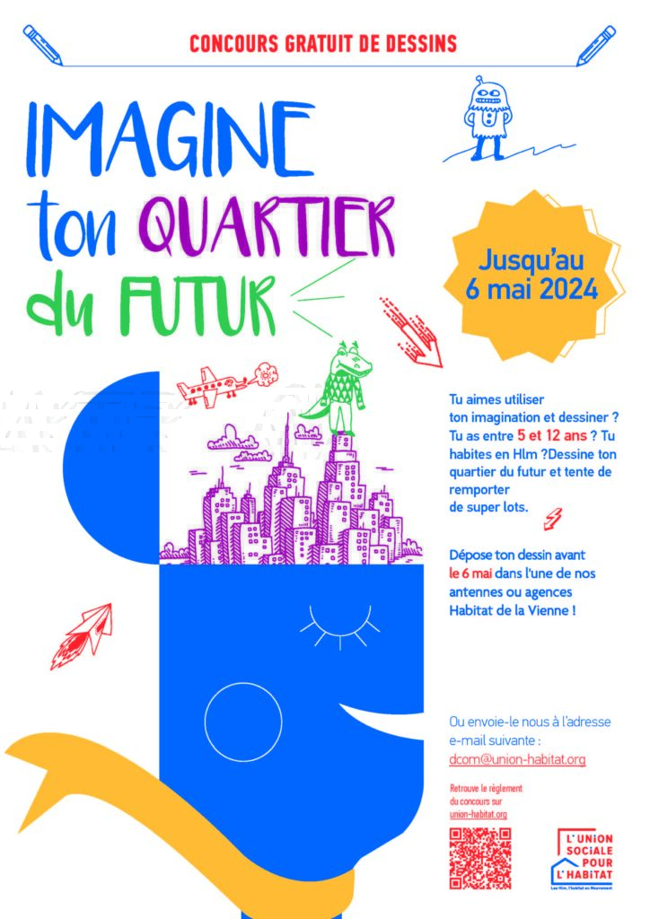 Imagine ton quartier du futur - Concours gratuit de dessins - l'Union Sociale pour l'Habitat - affiche